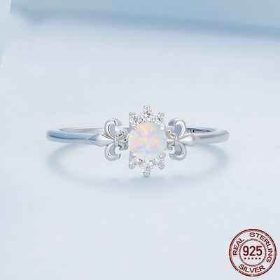 Sterling Silver S925 Oper Ring With White Gold Plated Zircon Pattern