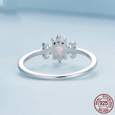 Sterling Silver S925 Oper Ring With White Gold Plated Zircon Pattern