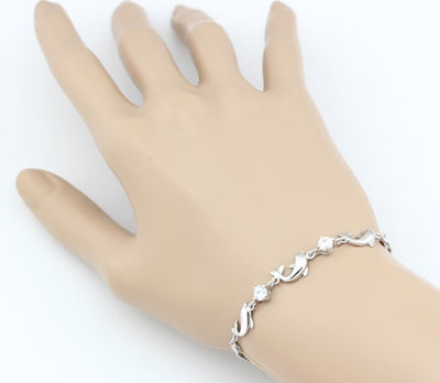 925 Sterling Silver Bracelet Wholesale, Dolphin Amethyst Bracelet, Women's Short Silver Jewelry