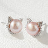 Wholesale Women Freshwater Cat Pendant 925 Sterling Silver Necklace And Earing Pearl Jewelry Sets