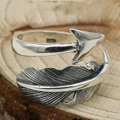 Old Thai Silver Takahashi Feather Ring Fashion Ring