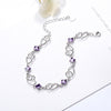 S925 sterling silver bracelet double heart amethyst bracelet