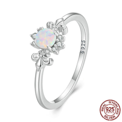 Sterling Silver S925 Oper Ring With White Gold Plated Zircon Pattern