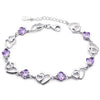 S925 sterling silver bracelet double heart amethyst bracelet