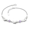 925 Sterling Silver Bracelet Wholesale, Dolphin Amethyst Bracelet, Women's Short Silver Jewelry