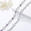 S925 sterling silver bracelet double heart amethyst bracelet