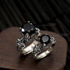 925 Thai Silver Crown Black Agate Diamond Ring