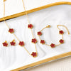 Shell Flowers Bracelet Titanium Steel Ear Studs Suit Five-leaf Flower Necklace