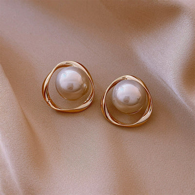 Sterling Silver Needle South Korea Dongdaemun Irregular Pearl Stud Earrings