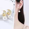 Women's S925 Sterling Silver Multi-layer Line Pearl Stud Earrings