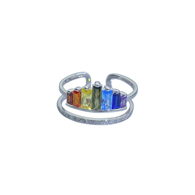 Crown Diamond Ring Rainbow  Ring 925 Silver Zircon