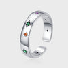 French Light Luxury Wind Full Body S925 Sterling Silver Star Retro Inlaid Color Star Ring Index Finger