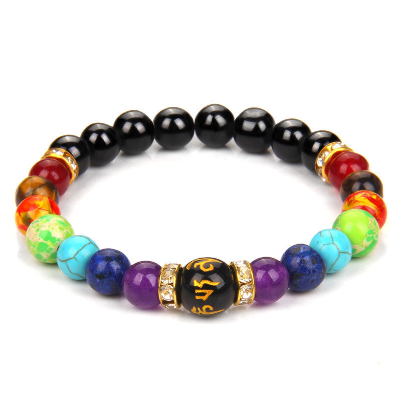 Natural Volcanic Stone Seven Chakra Yoga Energy Bracelet