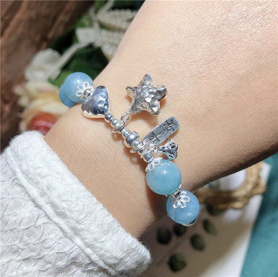 Aquamarine 925 Silver Star Bracelet