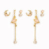 Zircon Chain Stud 925 Silver Pin Earrings Set